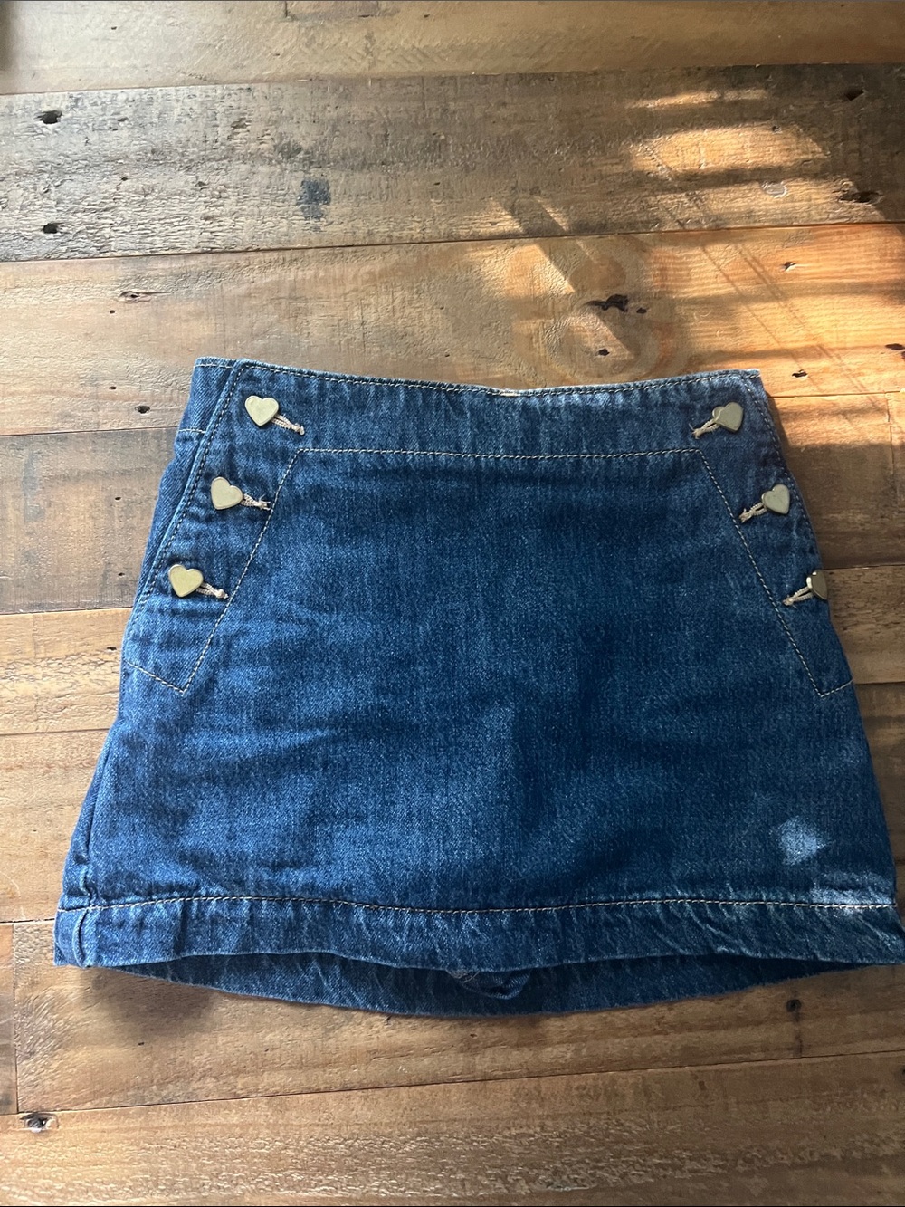 Old Navy Dark Blue Denim Mini Skirt with Heart Buttons
